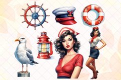 Sailor Pin Up Girls Watercolor Sublimation Product Image 3