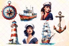 Sailor Pin Up Girls Watercolor Sublimation Product Image 2