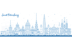 Outline Saint Petersburg Russia city skyline. Product Image 1