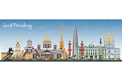 Saint Petersburg Russia city skyline with color buildings Product Image 1