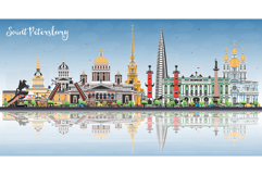 Saint Petersburg Russia city skyline with color buildings Product Image 1