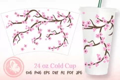 Sakura Pink flowers Tumbler 24 OZ cold cup wrap Coffee Mug Product Image 1