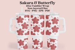 Sakura and Butterfly spring floral  40oz quencher tumbler sublimation full wrap high resolution transparant background