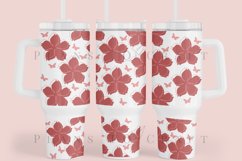 Sakura and Butterfly spring floral  40oz quencher tumbler sublimation full wrap high resolution transparant background