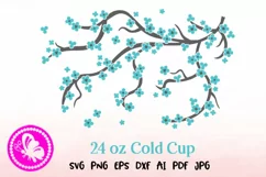 Sakura Blue flowers Tumbler 24 OZ cold cup wrap Coffee Mug Product Image 3