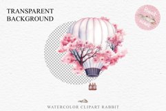 Sakura Cherry Blossom Bouquet Flower Floral Hot Balloon Clipart PNG Watercolor Transparent wedding invitation shirt designs sublimation printable digital bloom watercolor Sakura Cherry Blossom Spring Floral Hot Air Balloon, Flowers clipart, wedding art