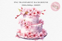 Sakura Cherry Blossom Cake Sweets Flower Floral Food Clipart PNG Watercolor Transparent wedding invitation shirt designs sublimation printable digital bloom watercolor Sakura Cherry Blossom Cake Sweets Food, Flowers bake clipart, sublimation wedding