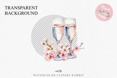 Sakura Cherry Blossom Champagne Flower Floral Drinks Wine PNG Watercolor Transparent wedding invitation shirt designs sublimation printable digital bloom  watercolor Sakura Cherry Blossom Champagne Drinks Wine, Flowers clipart, sublimation wedding