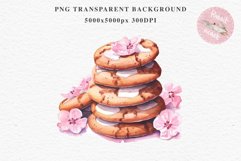 Sakura Cherry Blossom Cookie Sweets Flower Floral Food PNG Watercolor Transparent wedding invitation shirt designs sublimation printable digital bloom watercolor Sakura Cherry Blossom Cookies Sweets Food, Flowers bake clipart, sublimation wedding