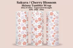 sakura cherry blossom skinny tumbler sublimation design for 20oz and 30oz skinny tumbler sublimation wrap