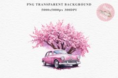 Sakura Cherry Blossom Tree Bouquet Flower Floral Vintage Car Clipart PNG Watercolor Transparent wedding invitation shirt designs sublimation printable digital bloom watercolor Sakura Cherry Blossom Spring Floral Hot Air Balloon, Flowers clipart, wedding a