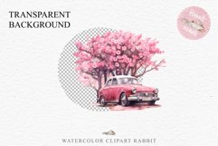 Sakura Cherry Blossom Tree Bouquet Flower Floral Vintage Car Clipart PNG Watercolor Transparent wedding invitation shirt designs sublimation printable digital bloom watercolor Sakura Cherry Blossom Spring Floral Hot Air Balloon, Flowers clipart, wedding