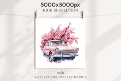 Sakura Cherry Blossom Tree Bouquet Flower Floral Vintage Car Clipart PNG Watercolor Transparent wedding invitation shirt designs sublimation printable digital bloom watercolor Sakura Cherry Blossom Spring Floral Hot Air Balloon, Flowers clipart, wedding