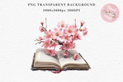 Sakura Cherry Blossom Vintage Book Spring Flower Floral PNG Watercolor Transparent wedding invitation shirt designs sublimation printable digital bloom watercolor Sakura Cherry Blossom Spring Floral vintage book, Flowers clipart, sublimation wedding