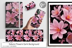 Digital Paper Sakura Flowers Dark Product Image 1