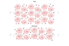 sakura outline spring floral  40oz quencher tumbler sublimation full wrap high resolution transparant background