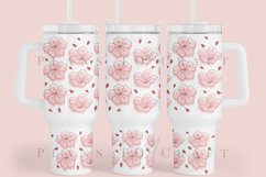sakura outline spring floral  40oz quencher tumbler sublimation full wrap high resolution transparant background