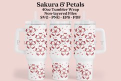 Sakura Petals spring floral  40oz quencher tumbler sublimation full wrap high resolution transparant background