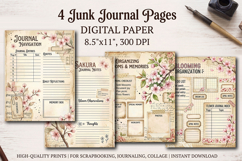 Sakura spring junk journal pages, scrapbook digital papers Product Image 1
