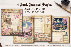 Sakura spring junk journal pages, scrapbook digital papers Product Image 1