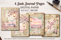 Sakura spring junk journal pages, scrapbook digital papers Product Image 1