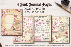 Sakura spring junk journal pages, scrapbook digital papers Product Image 1
