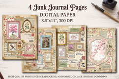 Sakura spring junk journal pages, scrapbook digital papers Product Image 1
