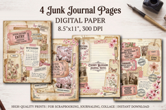 Sakura spring junk journal pages, scrapbook digital papers Product Image 1