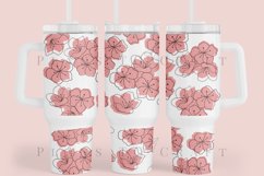 sakura stacked spring floral  40oz quencher tumbler sublimation full wrap high resolution transparant background