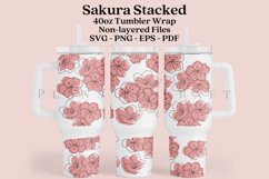 sakura stacked spring floral  40oz quencher tumbler sublimation full wrap high resolution transparant background