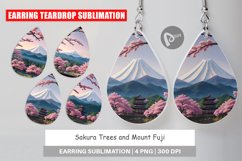 Earring Sakura Trees Mount Fuji Product Image 1