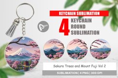 Keychain Sakura Trees Mount Fuji Product Image 1