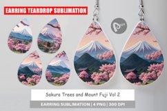 Earring Sakura Trees Mount Fuji Product Image 1