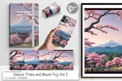 Digital Paper Sakura Trees Mount Fuji Product Image 1