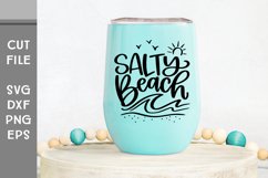 Salty Beach, Hand Lettered with beach doodle SVG Product Image 1