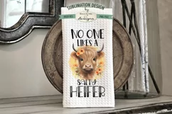 Funny Highland Cow Salty Heifer Dish Towel Sublimation Product Image 2