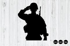 Salute Soldier SVG, Saluting US Soldier Silhouette SVG Product Image 1