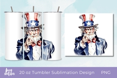 Uncle Sam Tumbler Wrap 4th of July 20 oz Sublimation PNG Product Image 1