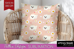 Samoyed Dog Pillow Sublimation Cute Chibi Puppy Pillow Cover Product Image 1