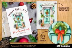 50 Watercolor Christmas Front Door Bundle | Sublimation Product Image 2