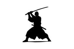Samurai Overhead Strike Silhouette Illustration Design Product Image 1