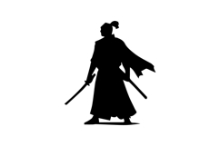 Samurai Standing Hero Silhouette Illustration Design Product Image 1