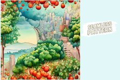 San Francisco Orchard Dreams - Watercolor Seamless Pattern