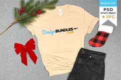 Christmas t-shirt mockup | Sand Bella Canvas mockup Product Image 1