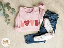 LOVE heart Retro Valentines Day shirt SVG cut file Product Image 4