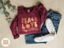 Peace love valentine Retro Valentines Day shirt SVG cut file Product Image 4