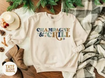 Champagne & Chill retro SVG cut file - new year mama svg Product Image 3