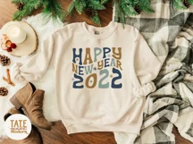 Happy New Year 2022 retro SVG cut file - retro t-shirt svg Product Image 3