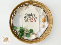 Baby due in '24 SVG cut file - retro pregnancy announcement Product Image 2