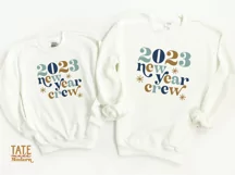 2023 New Year crew retro SVG cut file - new year shirt svg Product Image 2